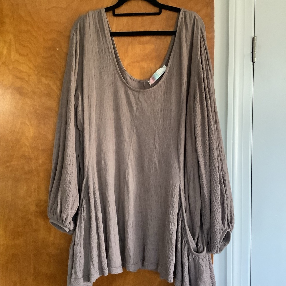 Free People Beach Taupe Bayside Mini Dress Size Large - Picture 2 of 4